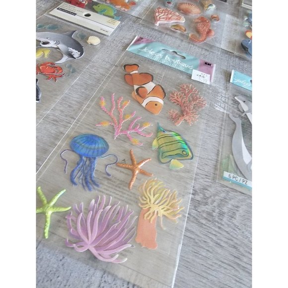 Sticker Lot Ocean Fish Sharks Dolphins Beach Scrapbooking 3D Stickers RARE #43 - Picture 2 of 10